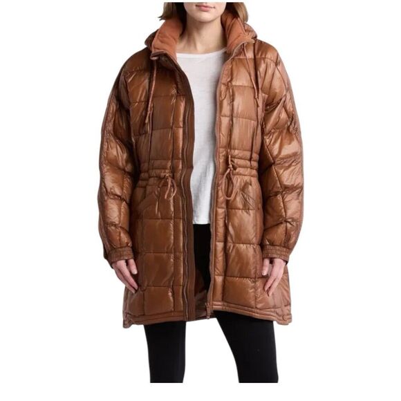 Free People Coat S Brown Movement Patricia‎ Packable Poncho Puffer Oversized - Picture 3 of 16